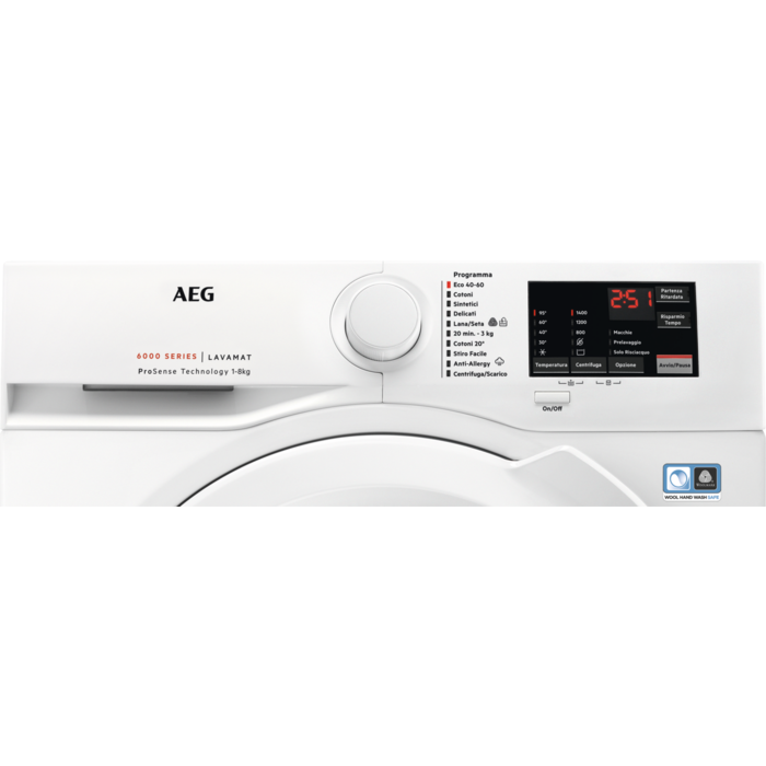 AEG LAVATRICE L6FBI48W (A), 8 KG, 1400 GIRI, MOTORE INVERTER